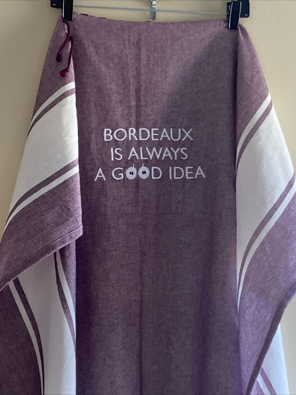 Bordeaux is Aways a Good Idea Caudalie Paris Cotton Stripped Prpl Throw 66 x 40”